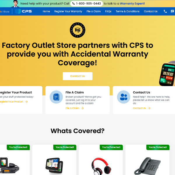 Factory Outlet Store homepage screenshot.