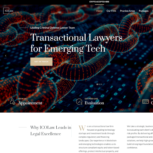 ICOLaw homepage screenshot.
