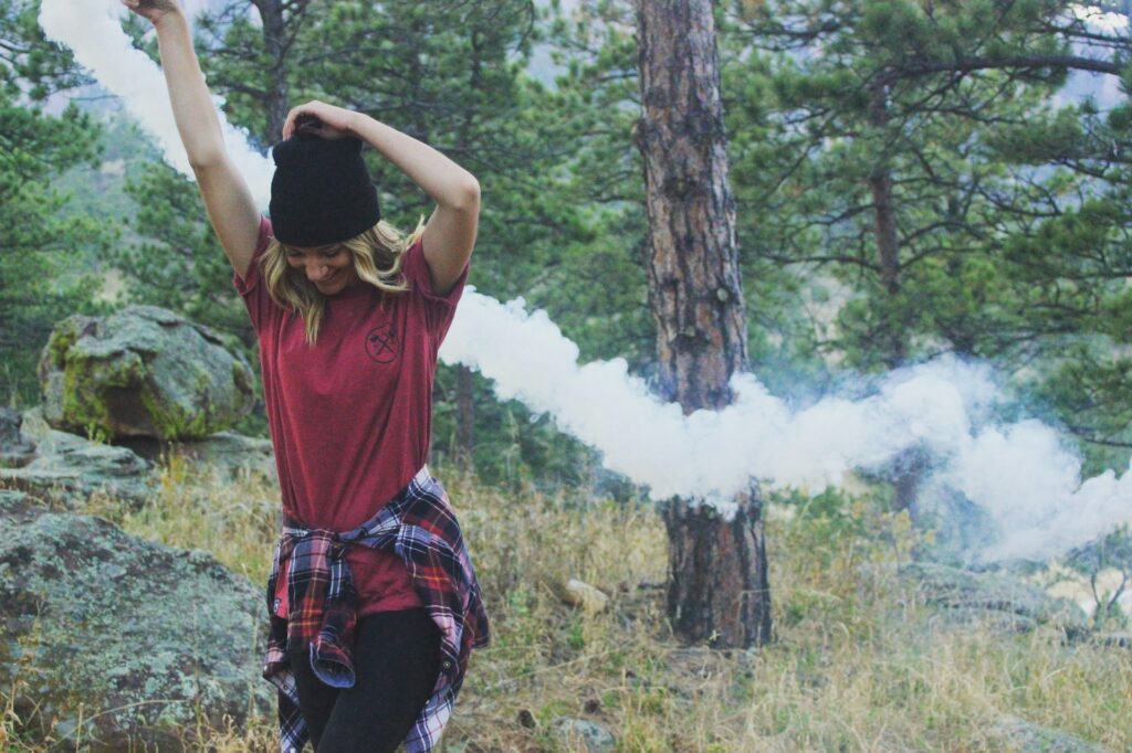 Girl with smoke bomb