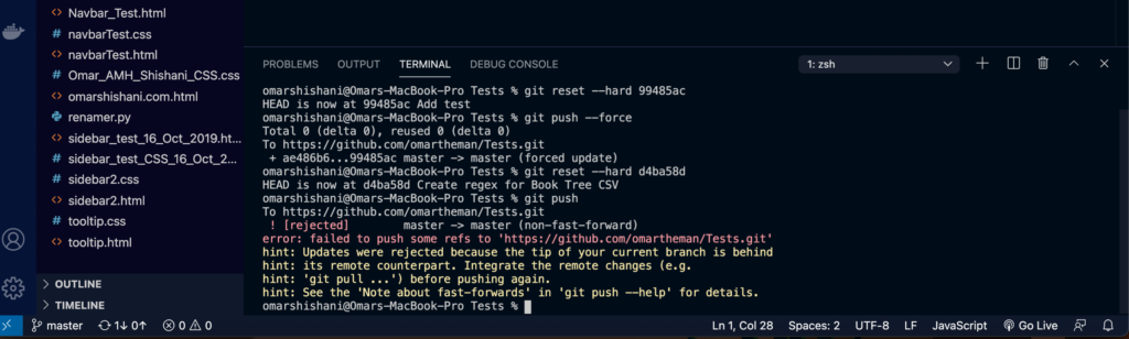 Git "updates rejected" error message.