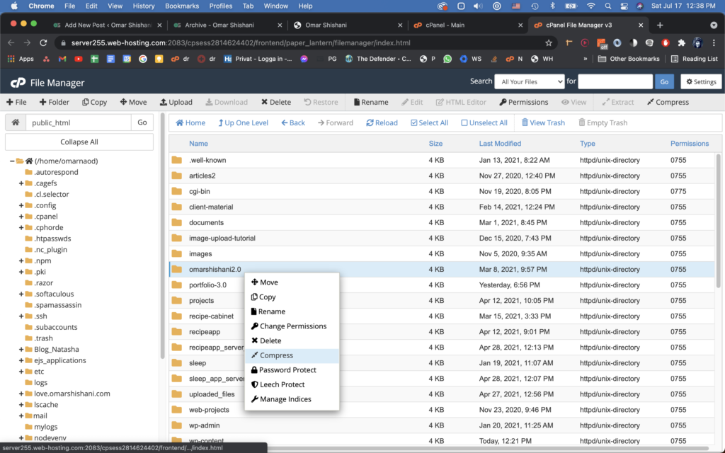 cPanel file manager