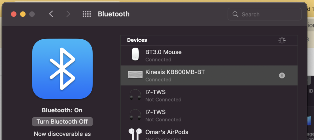 Mac bluetooth menu