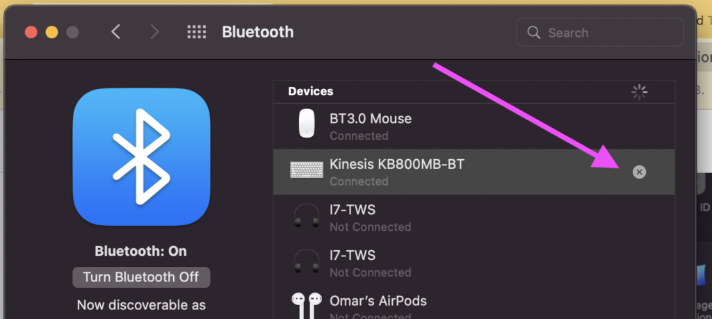 Mac bluetooth menu