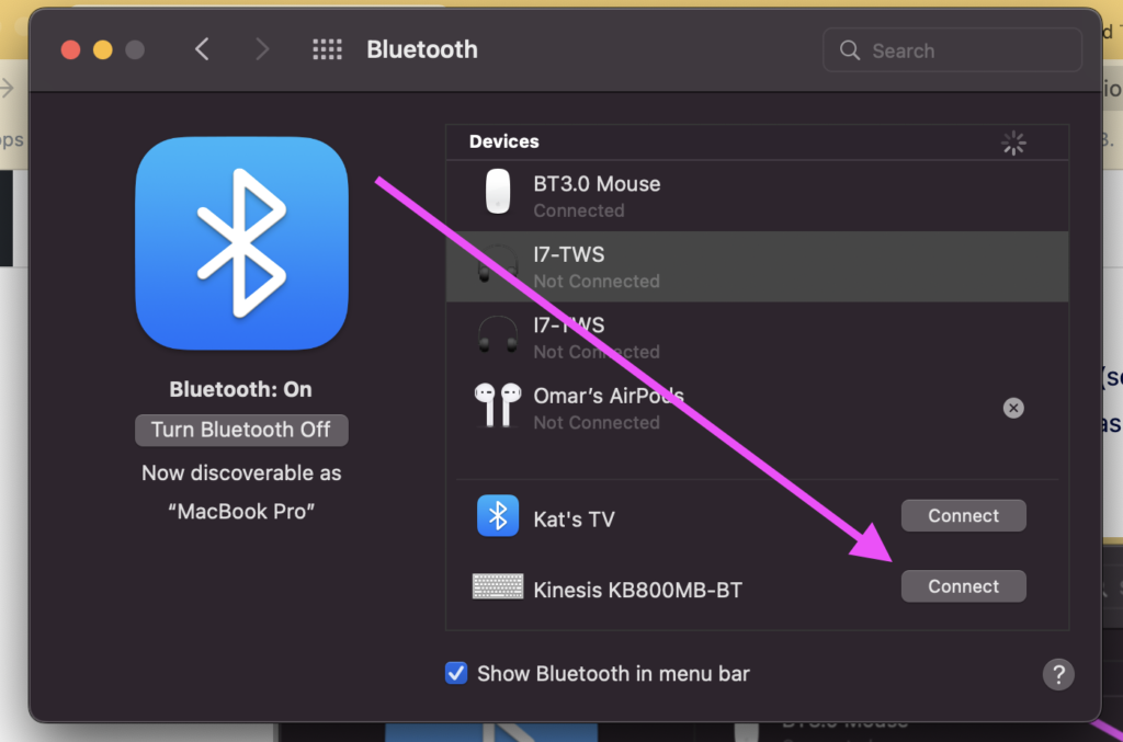 Mac bluetooth menu