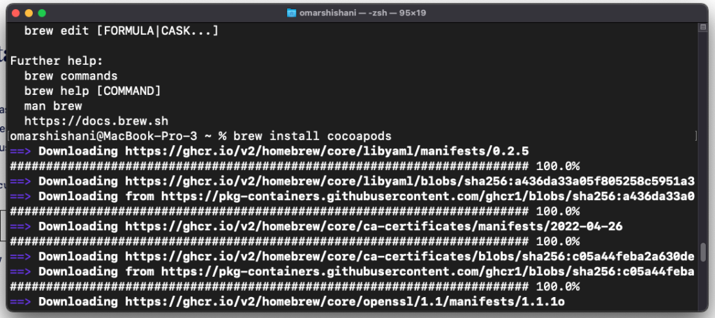 Mac terminal brew install cocoapods