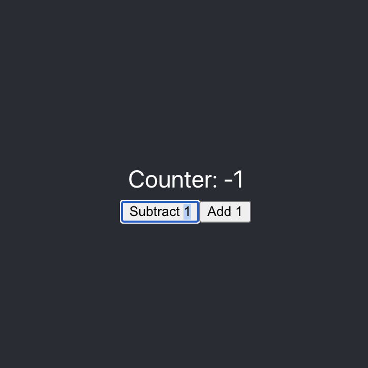 Screenshot of React counter project
