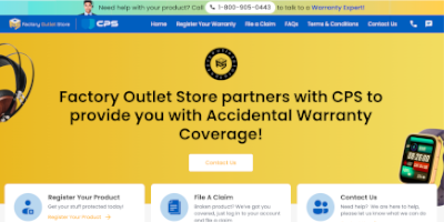 Factory Outlet Store's partnership with CPS: warranty promo homepage