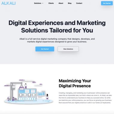 Screenshot of Alkali Designs homepage