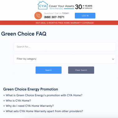 Green Choice FAQ page screenshot