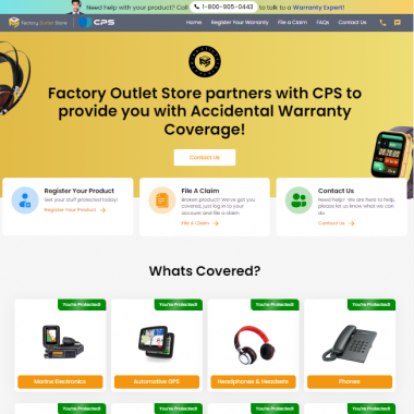 Factory Outlet Store homepage screenshot