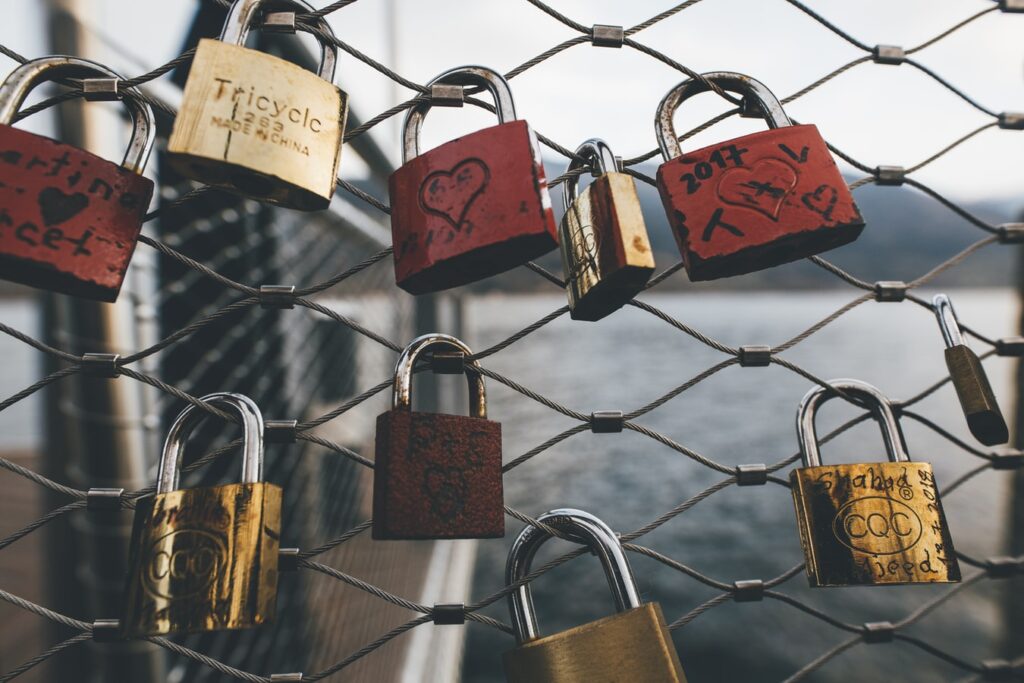 Love locks on fence.