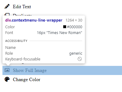 Context menu in chrome dev tools inspector.