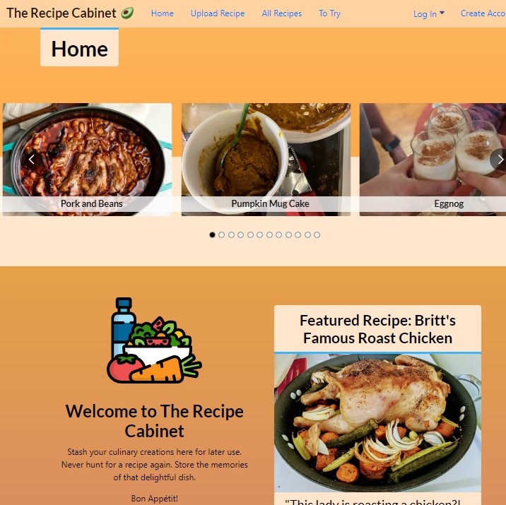 Recipe site screenshot.