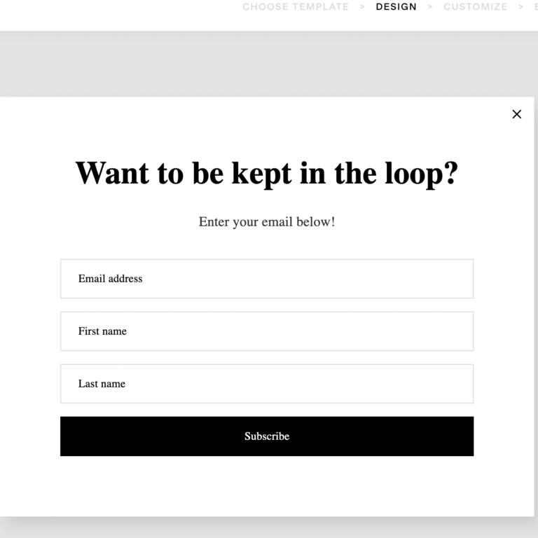 Screenshot of Flodesk popup builder